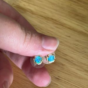 Kendra Scott Nola Earrings Gold and Blue Studs